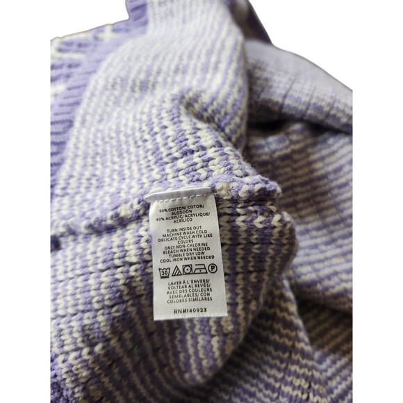 Ann Taylor Crochet Twee Sweater Cardigan Womens Large Lavender Checked Corpcore - Picture 10 of 10